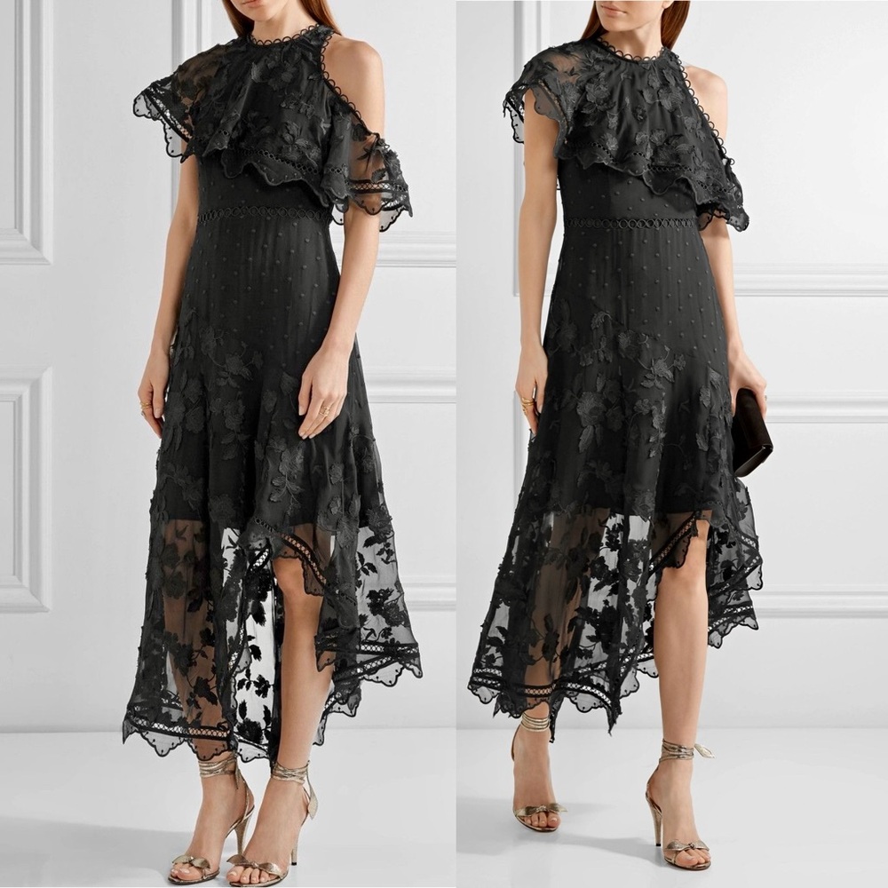 ZIMMERMANN Embroidered Black Silk Mercer Bird Floating Dress